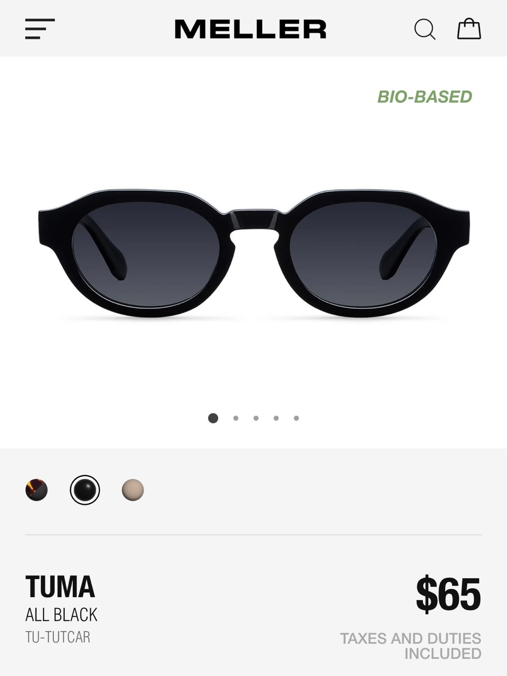 Meller Tuma Sunglasses in All Black